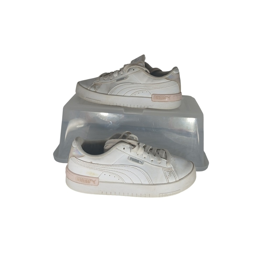 Puma‎ Smash Platform White Pink Youth Size 4 Toddler Sneakers Shoes